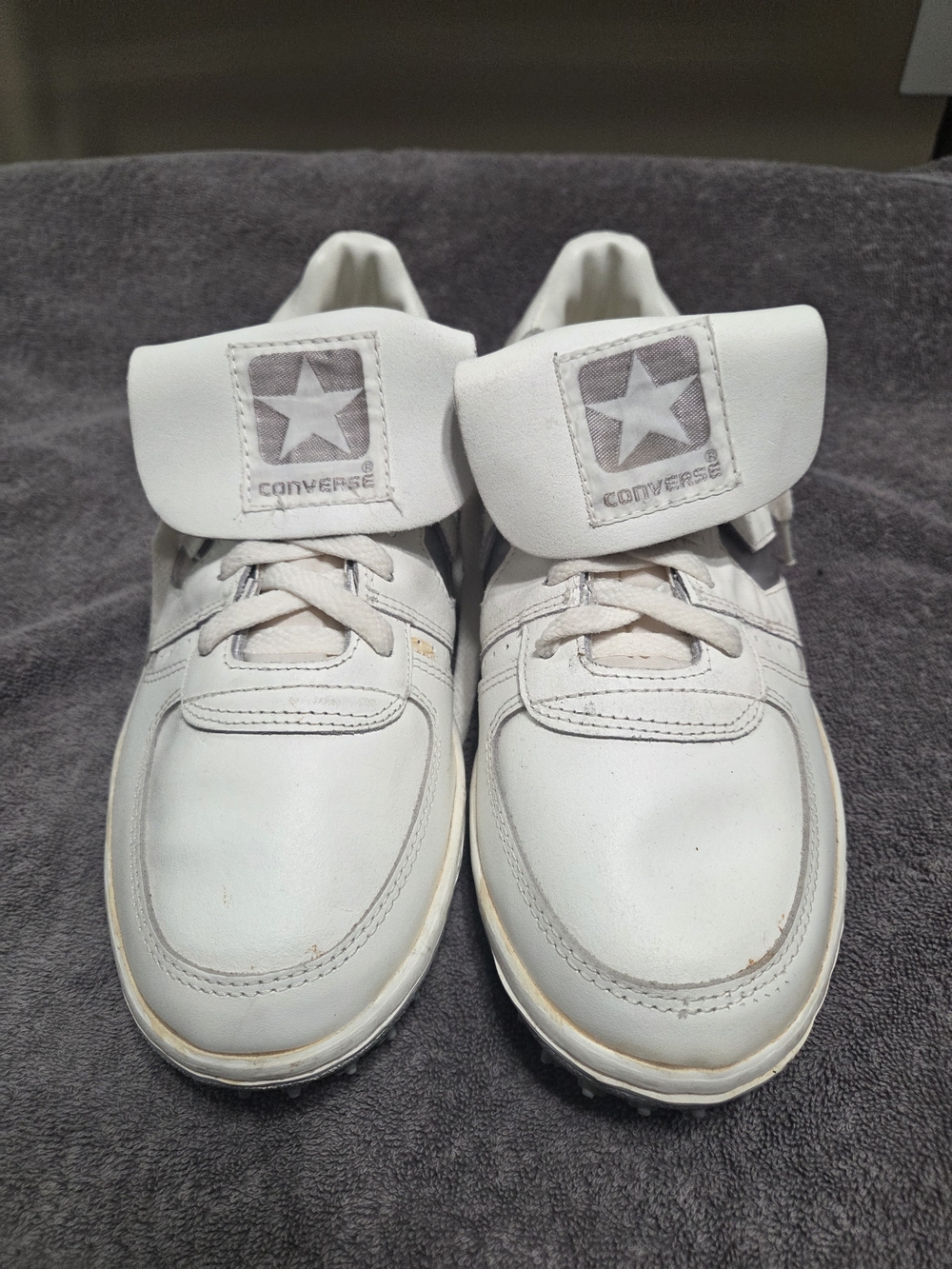 Vintage 1980s Converse White Leather Athletic Sneakers - Made in Korea - S